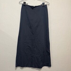 Long Skirt Vintage Satin Smooth Elegant Gray Women's Size 3/4 Front Pocket